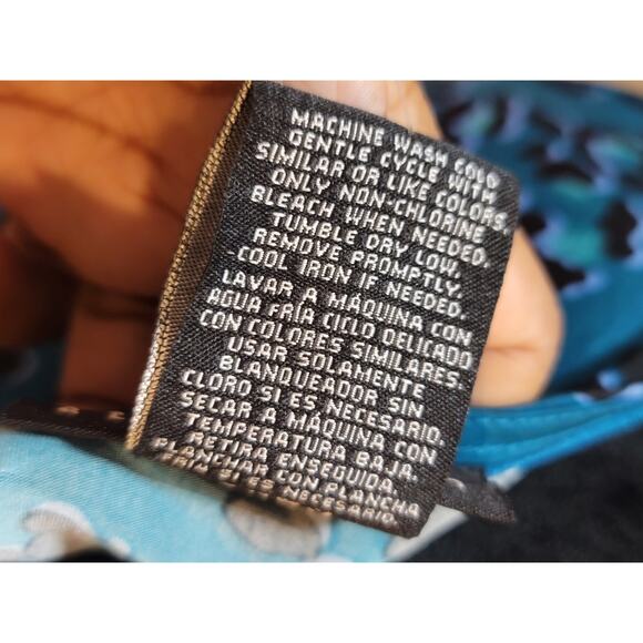 Attention Blouse Women's Blue Black Size XS Animal Print Stretch Long Sleeve - Picture 10 of 11